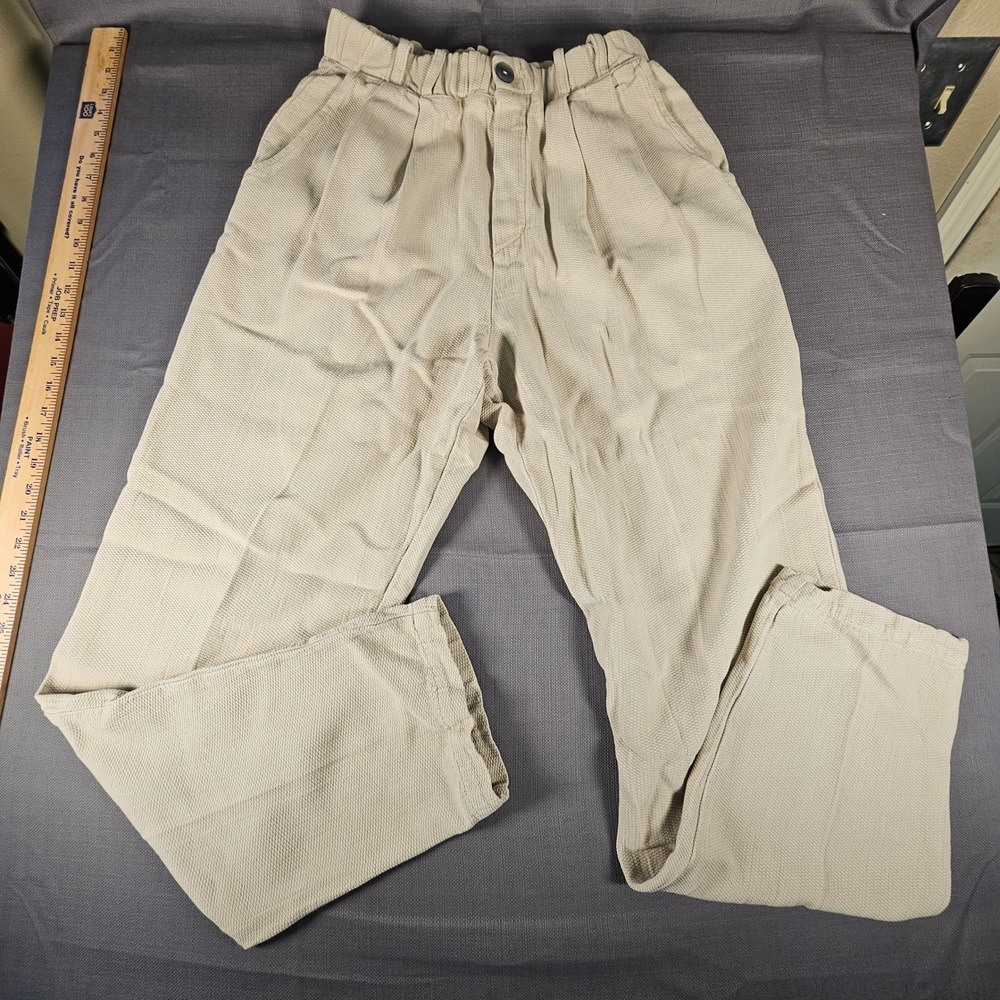 MAC Collection Vintage Tencel Cotton Pleated High Waist Pants Beige Size L 81002